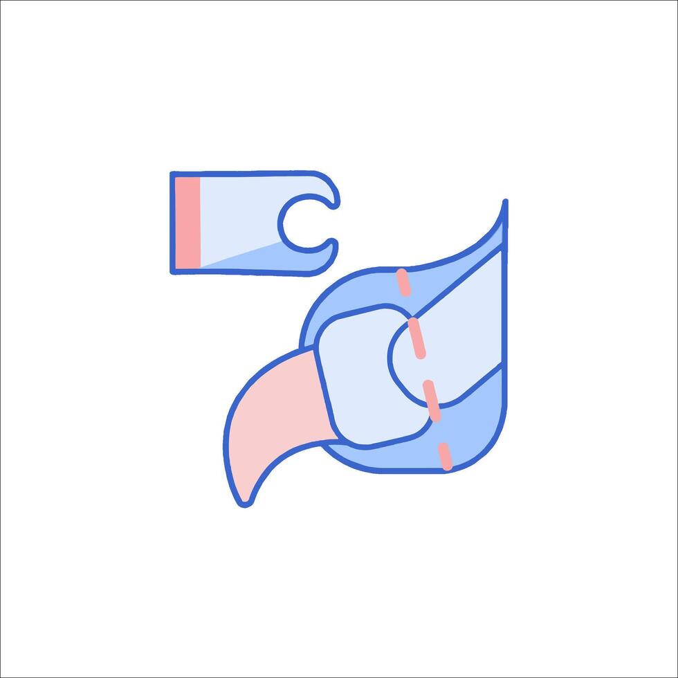 A blue and pink icon of a person holding a wrench vector