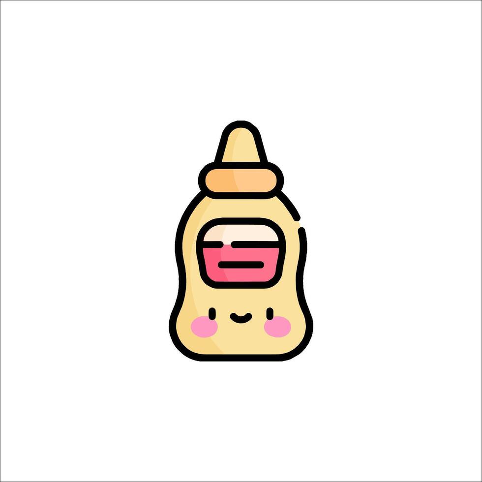 A cartoon bottle of baby food with a smiley face vector
