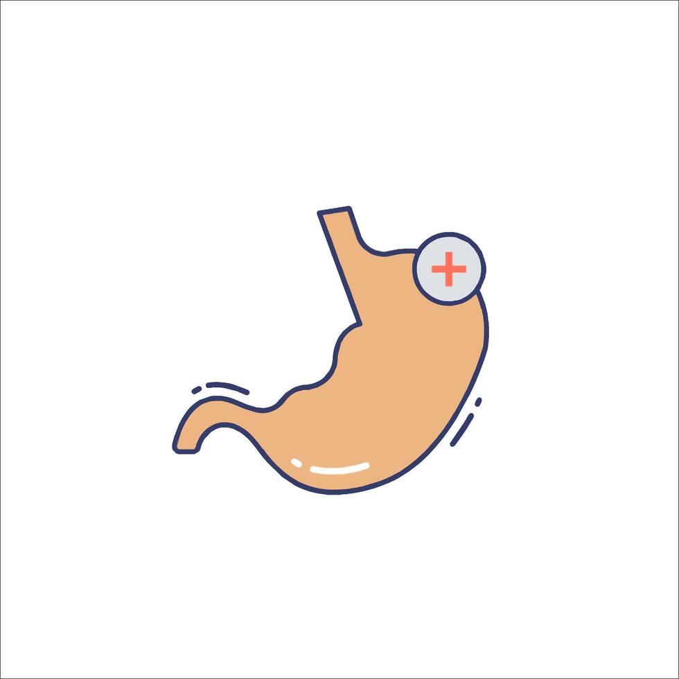 The stomach is shown with a cross on it vector