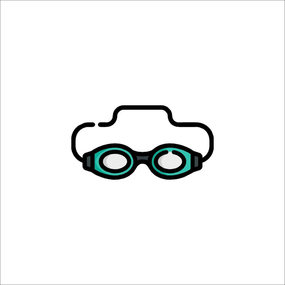 A black and green swimming goggles icon vector