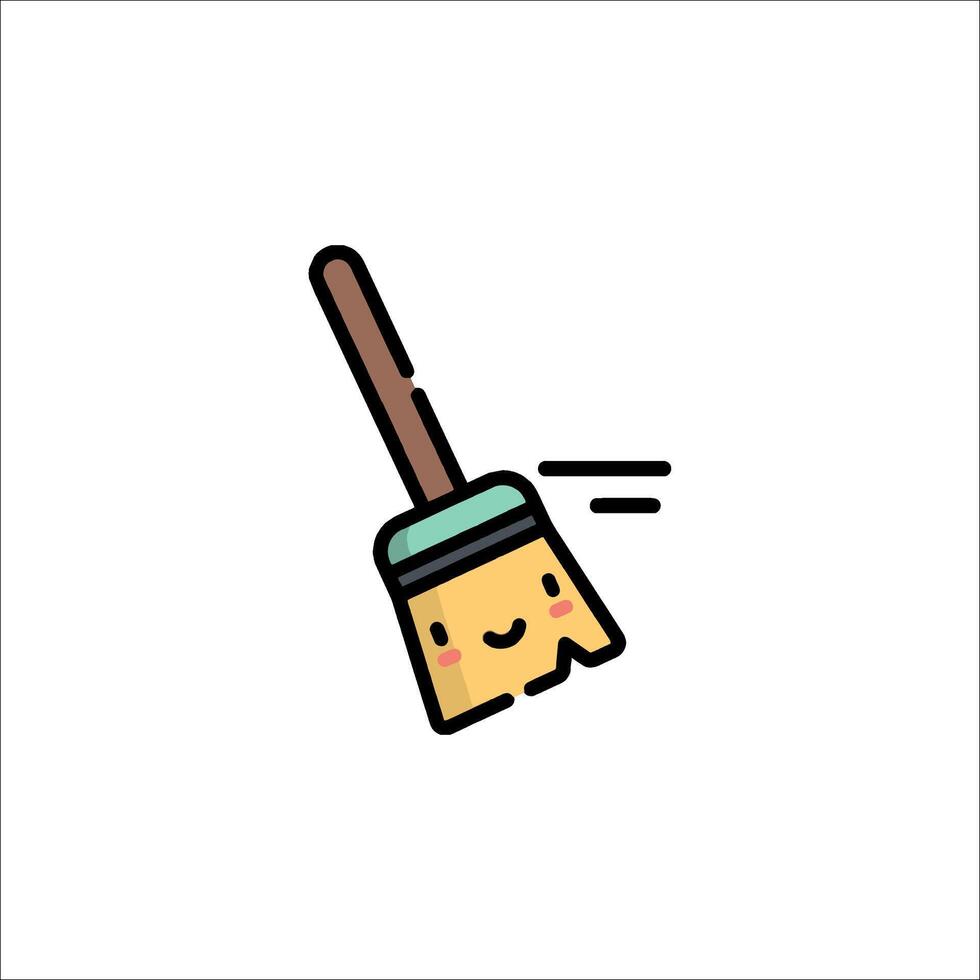 A cartoon broom with a smiley face vector