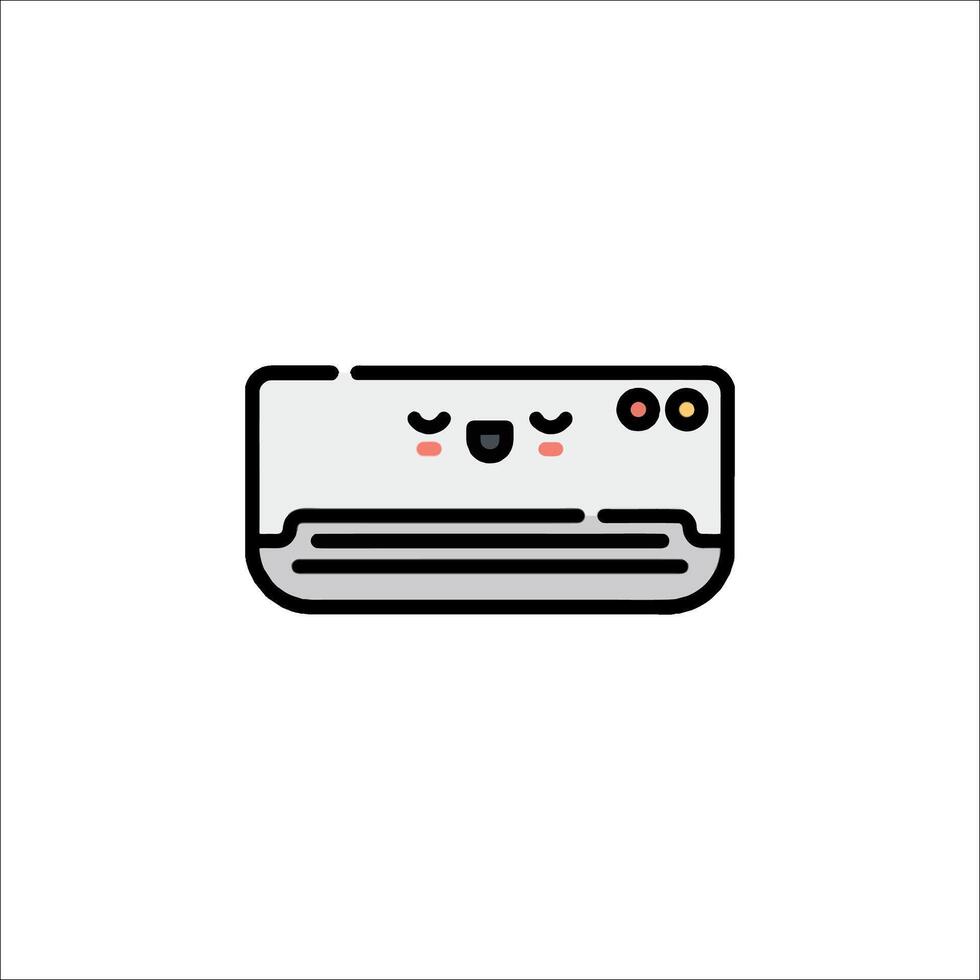 A cartoon air conditioner with a smiley face vector