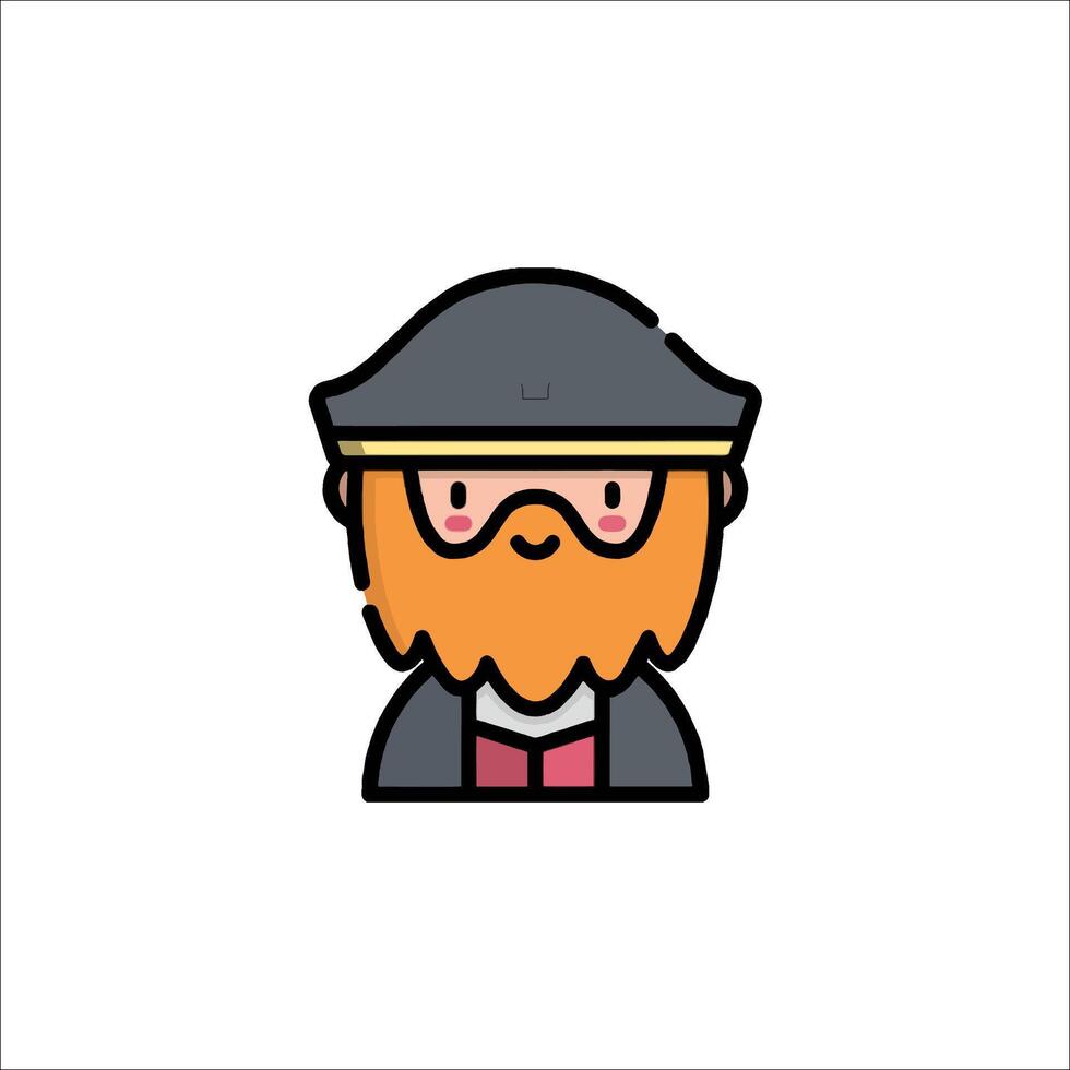 A cartoon man with a beard and hat vector