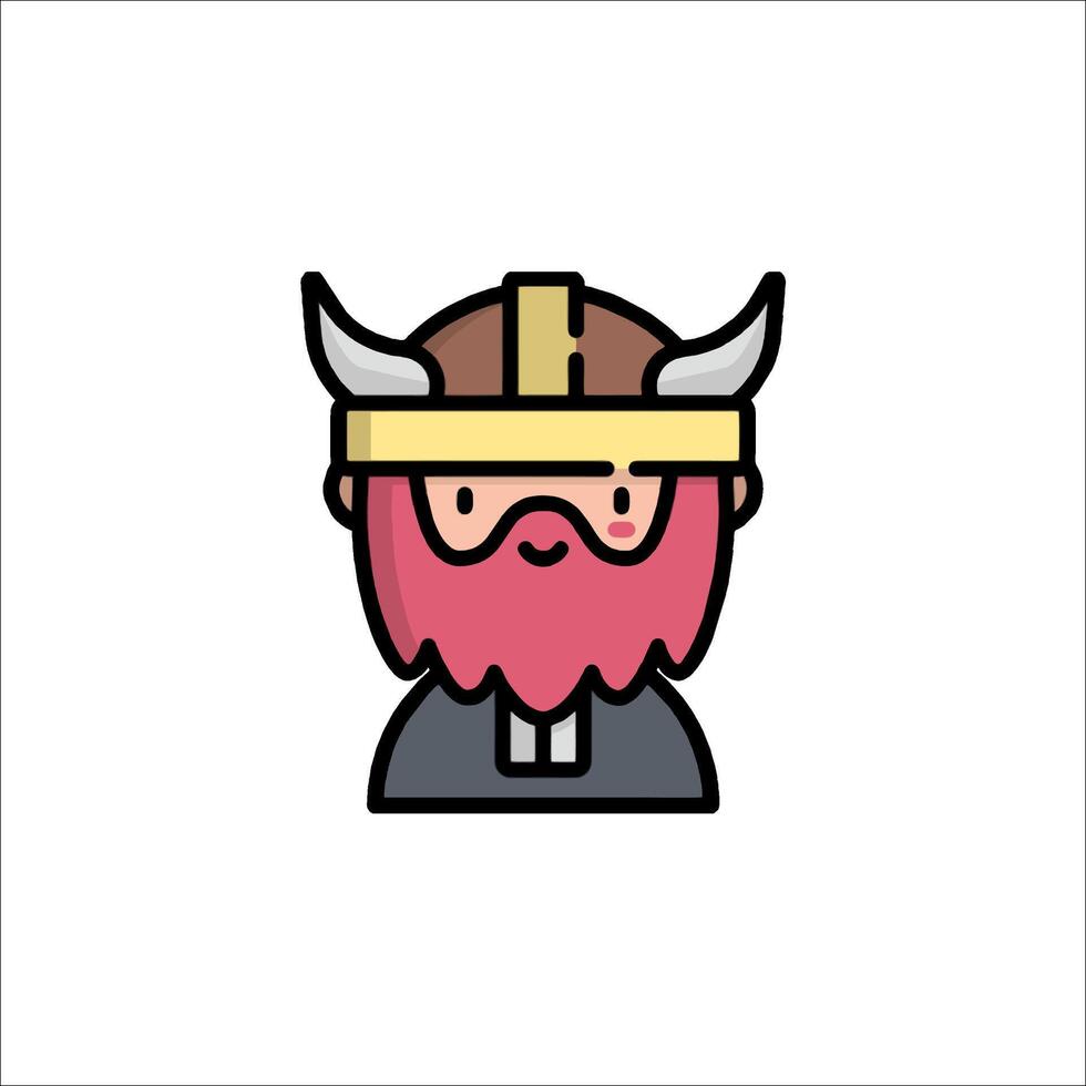 A cartoon viking with a beard and a horn vector