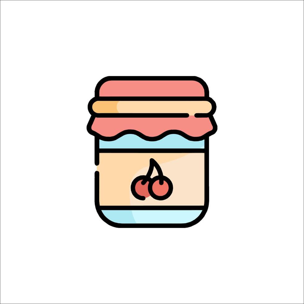 A jar of jam with cherries on top vector