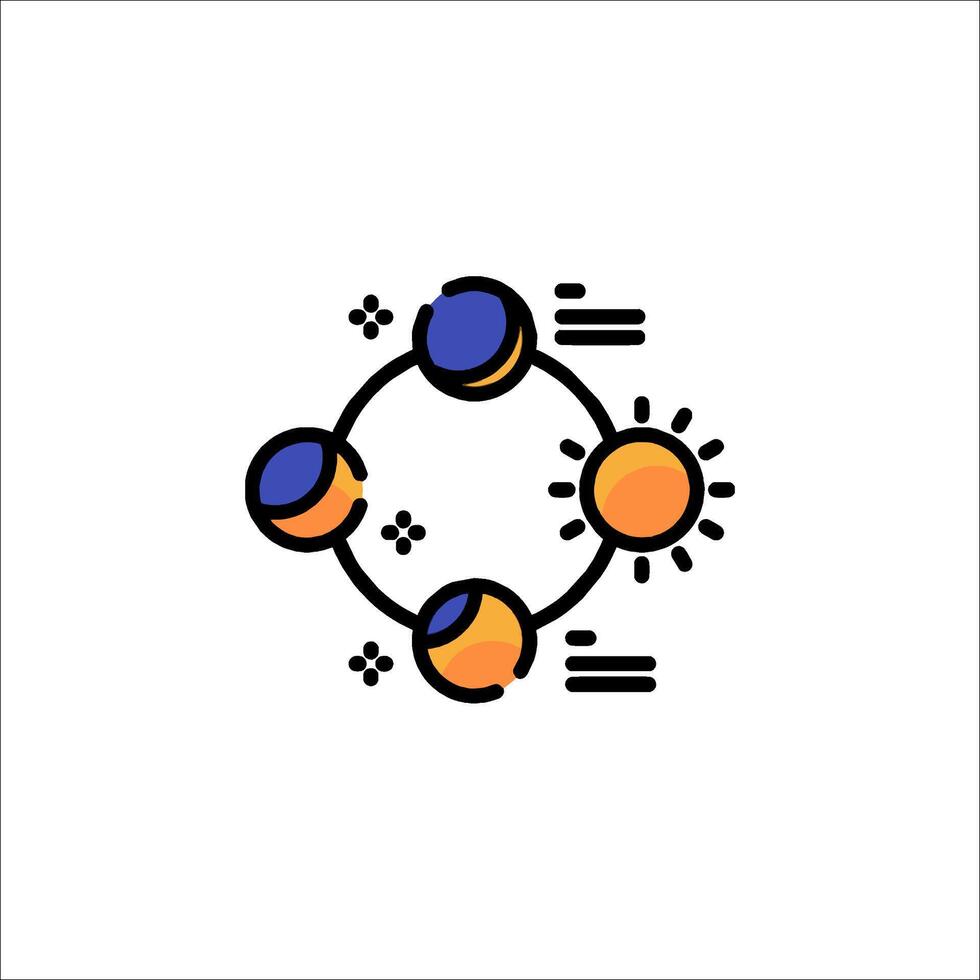 The sun and moon are in a circle with a circle around it vector