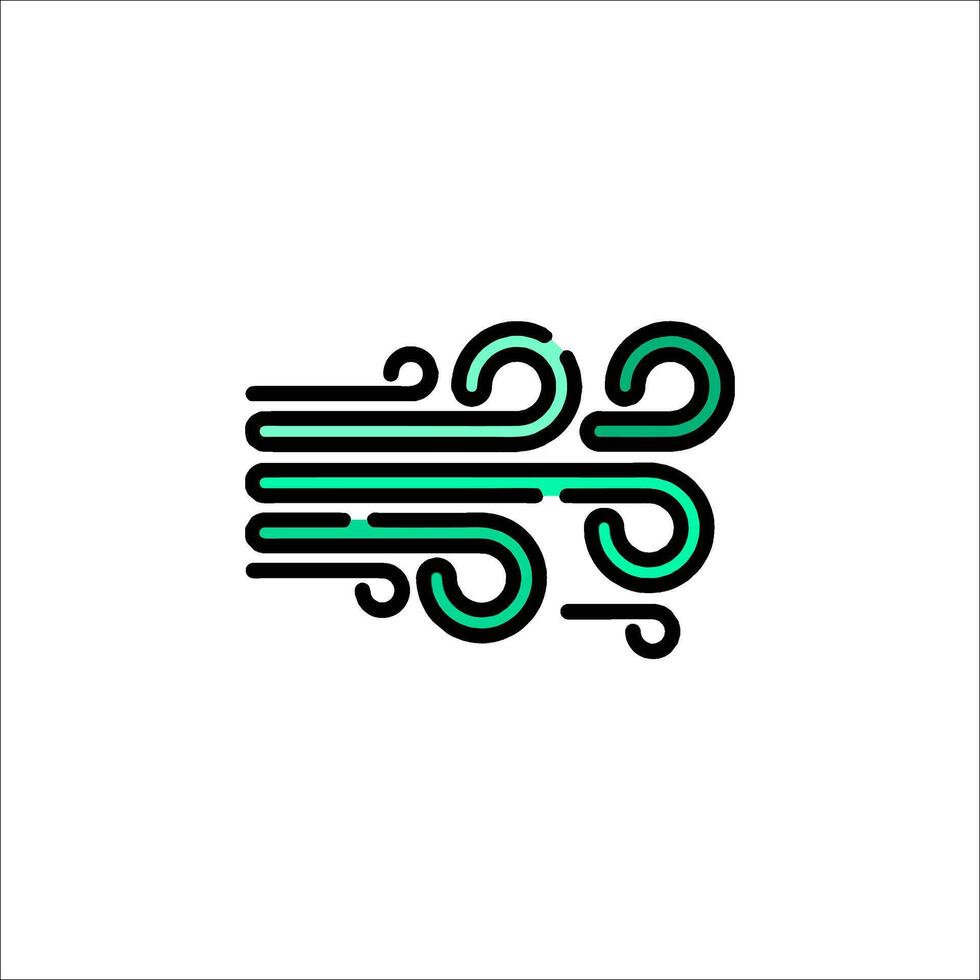 A green and black logo with a wave pattern vector