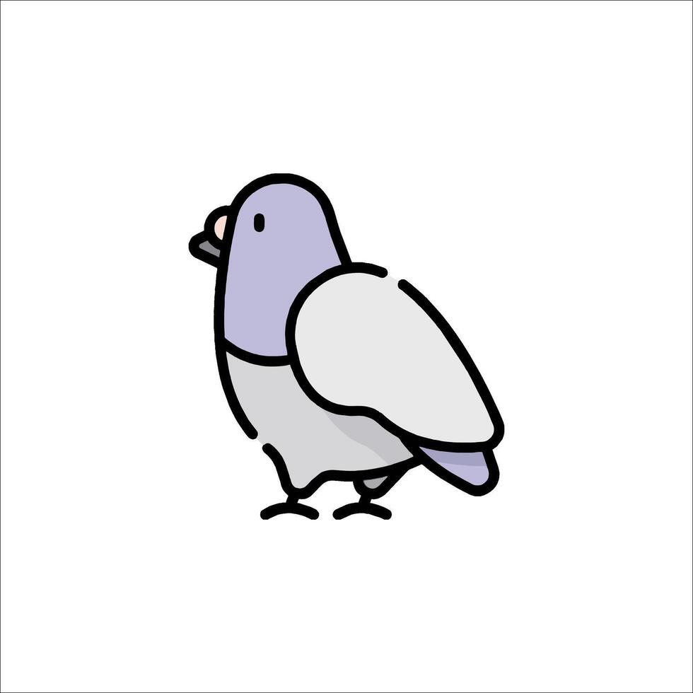 A cartoon pigeon with a purple beak vector