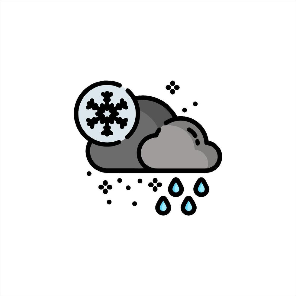 A cloud with snowflakes and rain drops vector