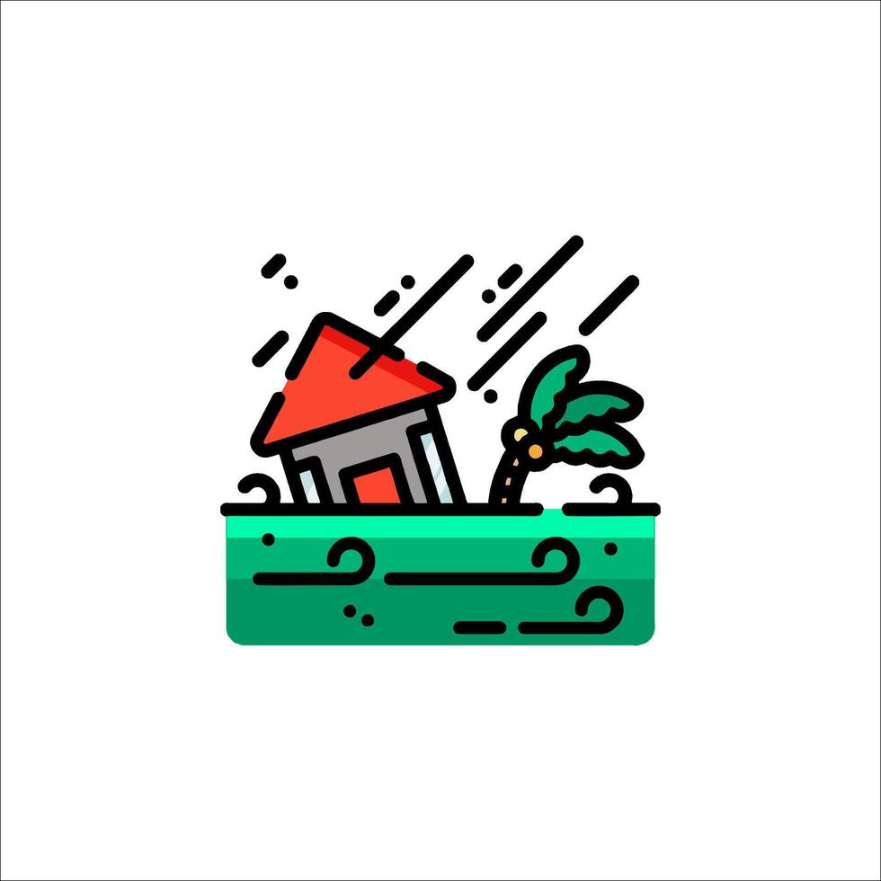A house with a palm tree in the water vector
