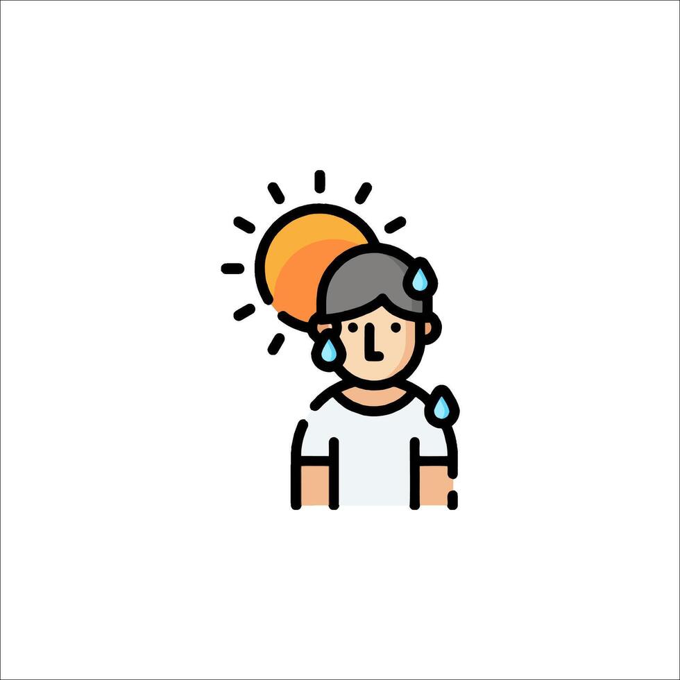 A man with a sun on his head and a tear on his face vector
