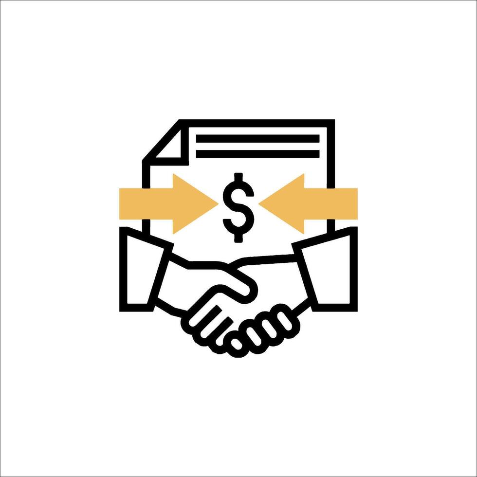 A handshake icon with a dollar sign vector