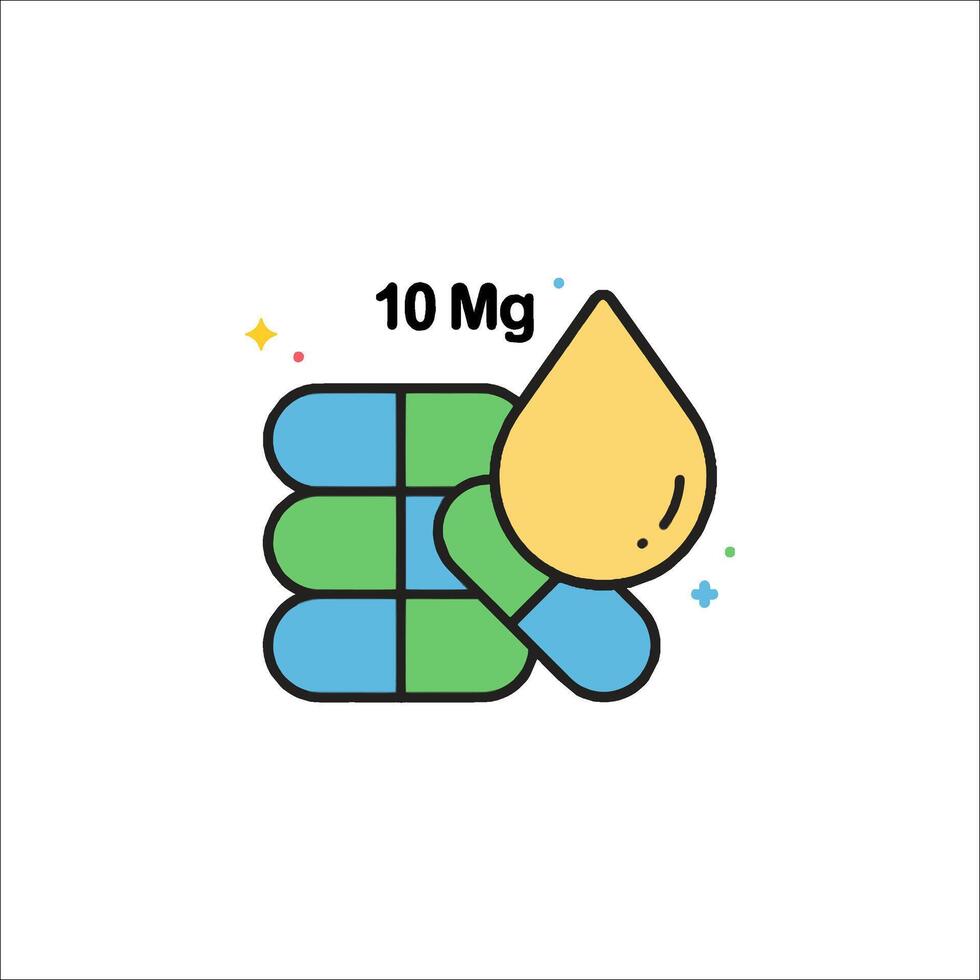 10 mg pills with a drop of liquid vector