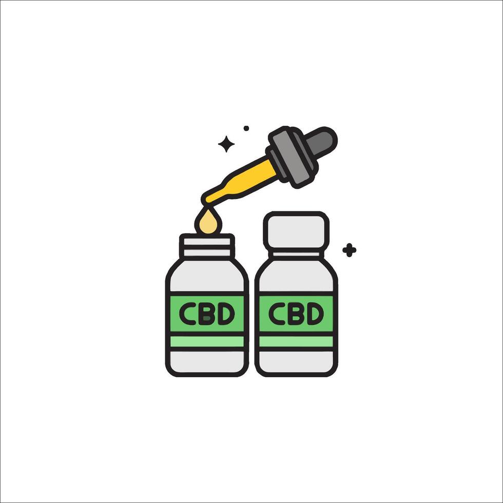 Cbd oil and bottle icon vector