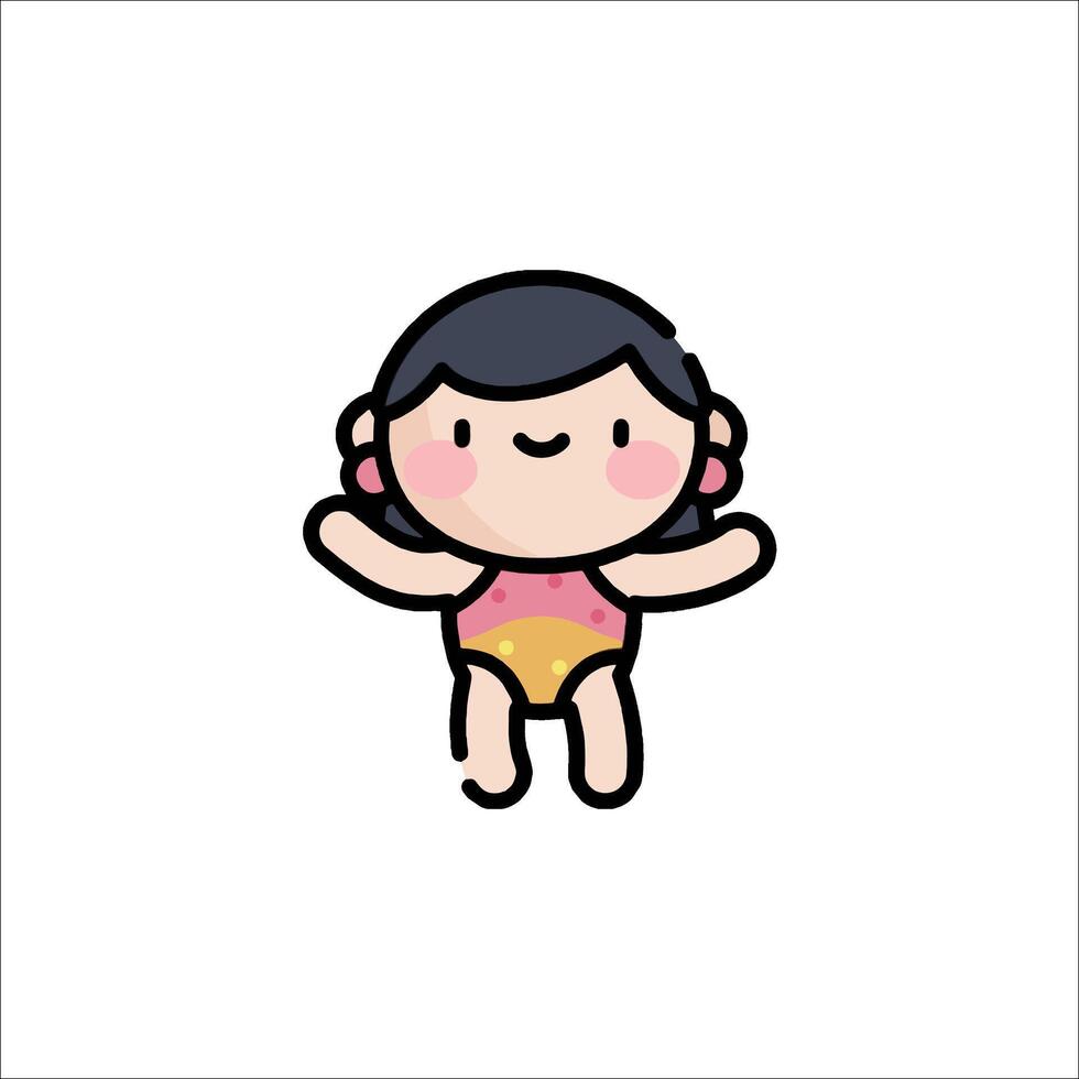 A cartoon girl in a swimsuit vector
