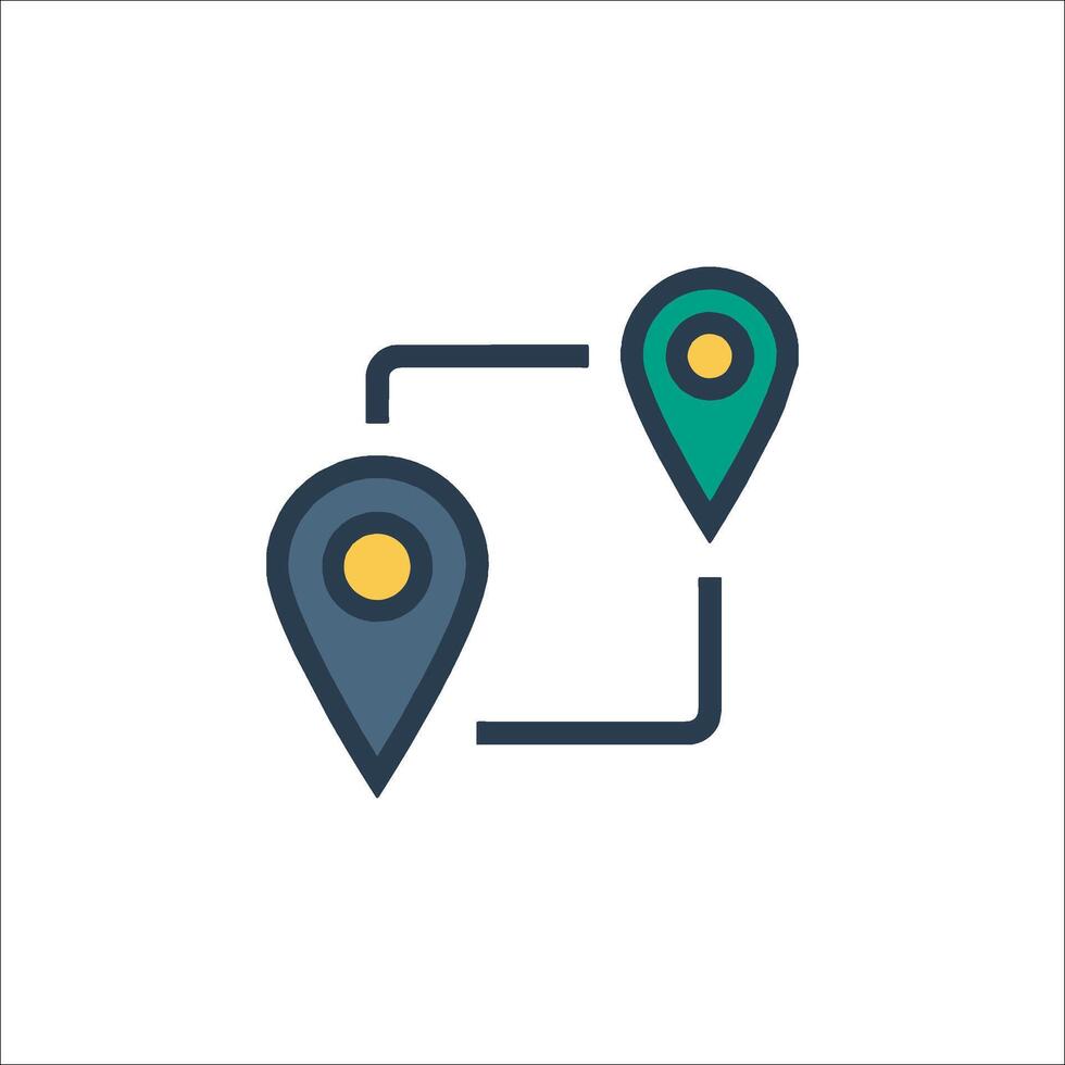 A map pin icon with two locations vector