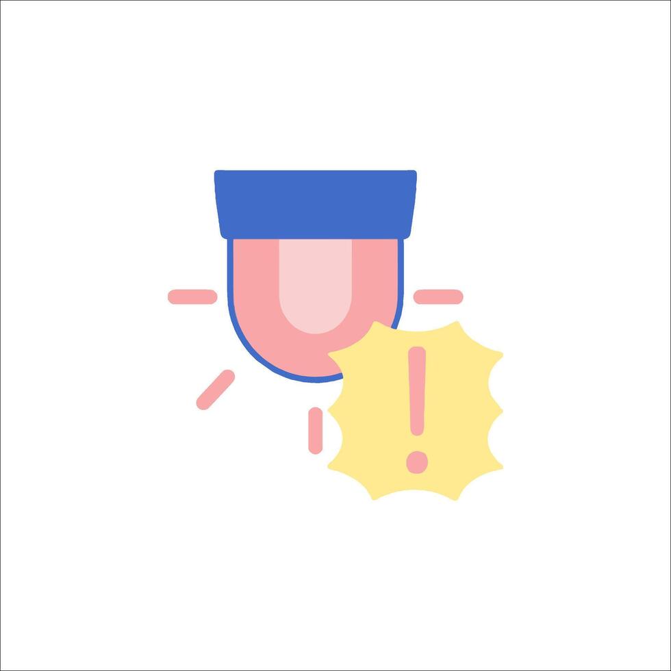 A microphone icon with a red exclamation mark vector