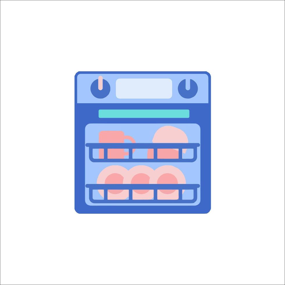 A blue oven with food inside it vector