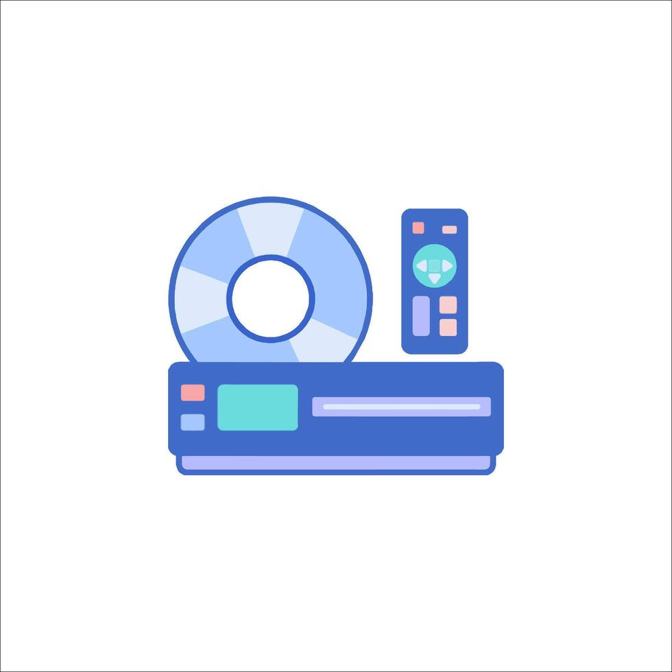 A dvd player and a disc are shown on a white background vector