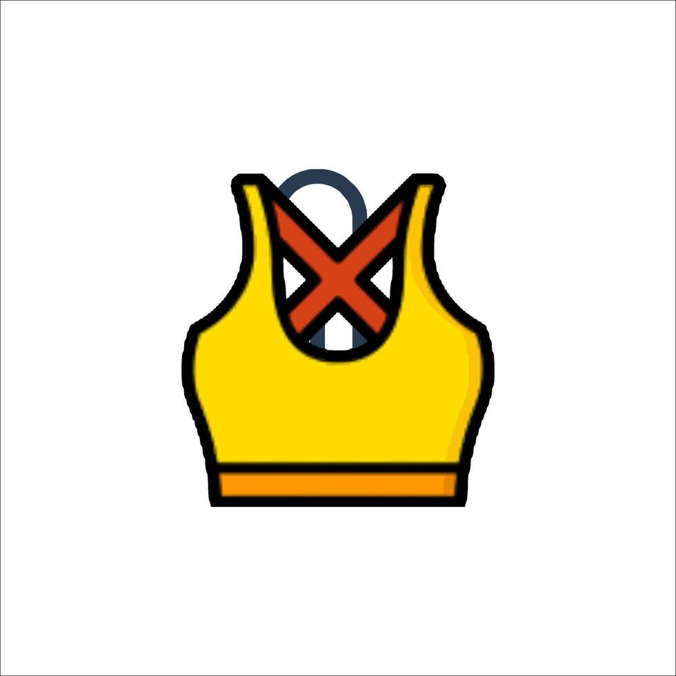 A yellow sports bra with a no sign on it vector