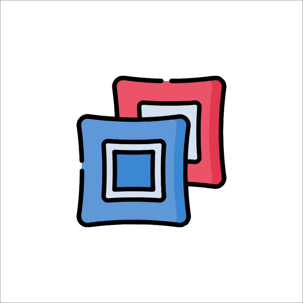 Two red and blue squares on a white background vector