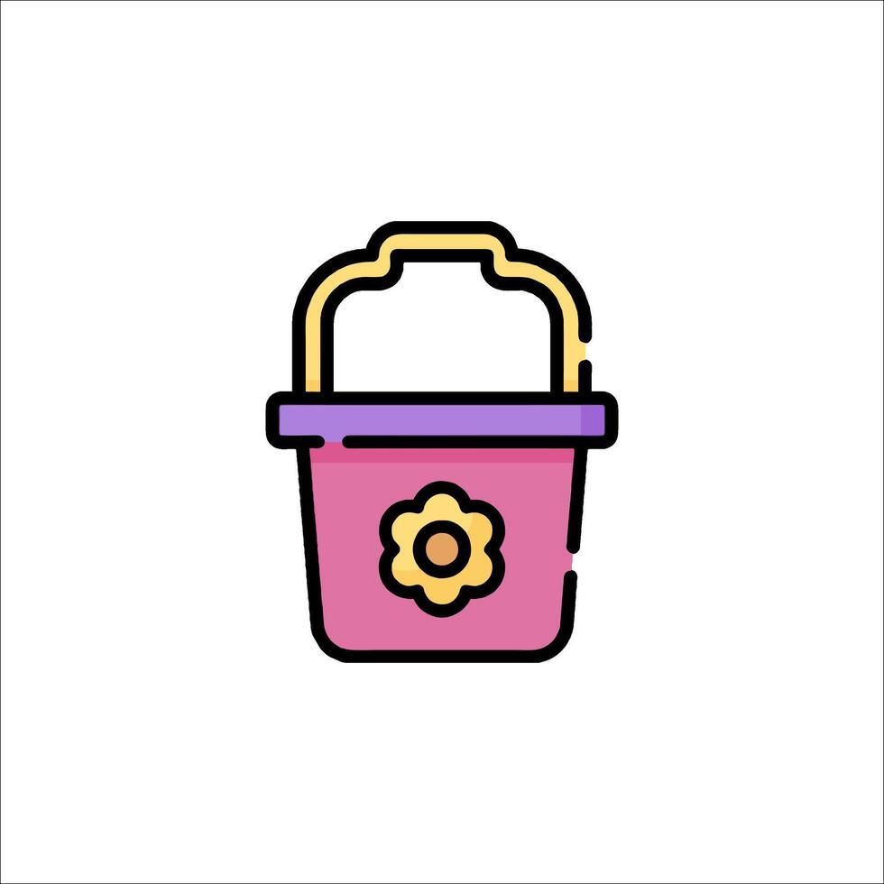 A pink bucket with a flower on it vector