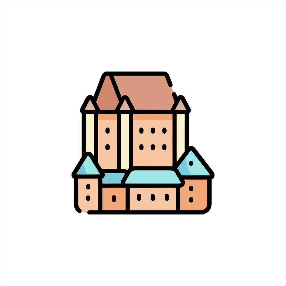 A castle icon in a line style vector