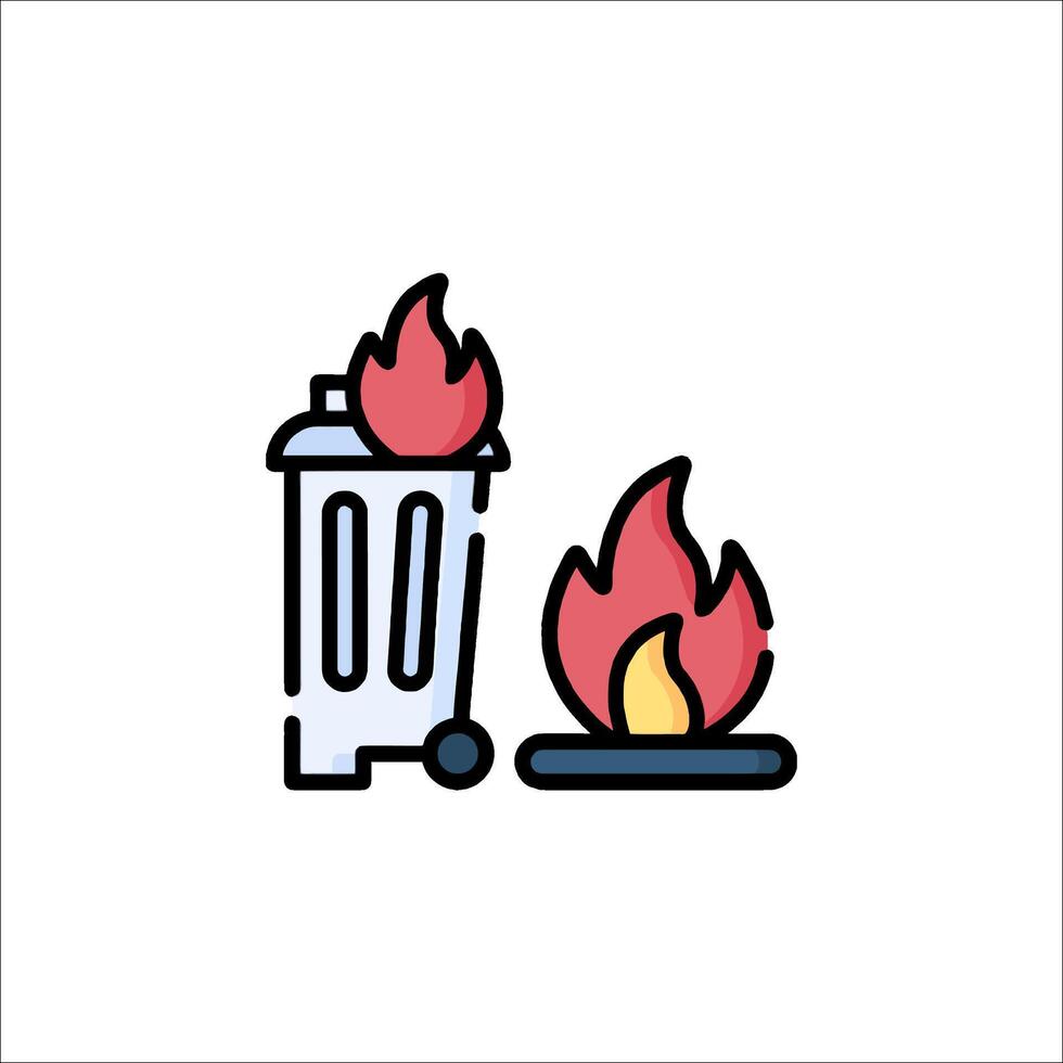 Fire and garbage icon illustration vector