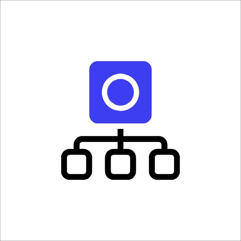 A blue square with four different icons vector