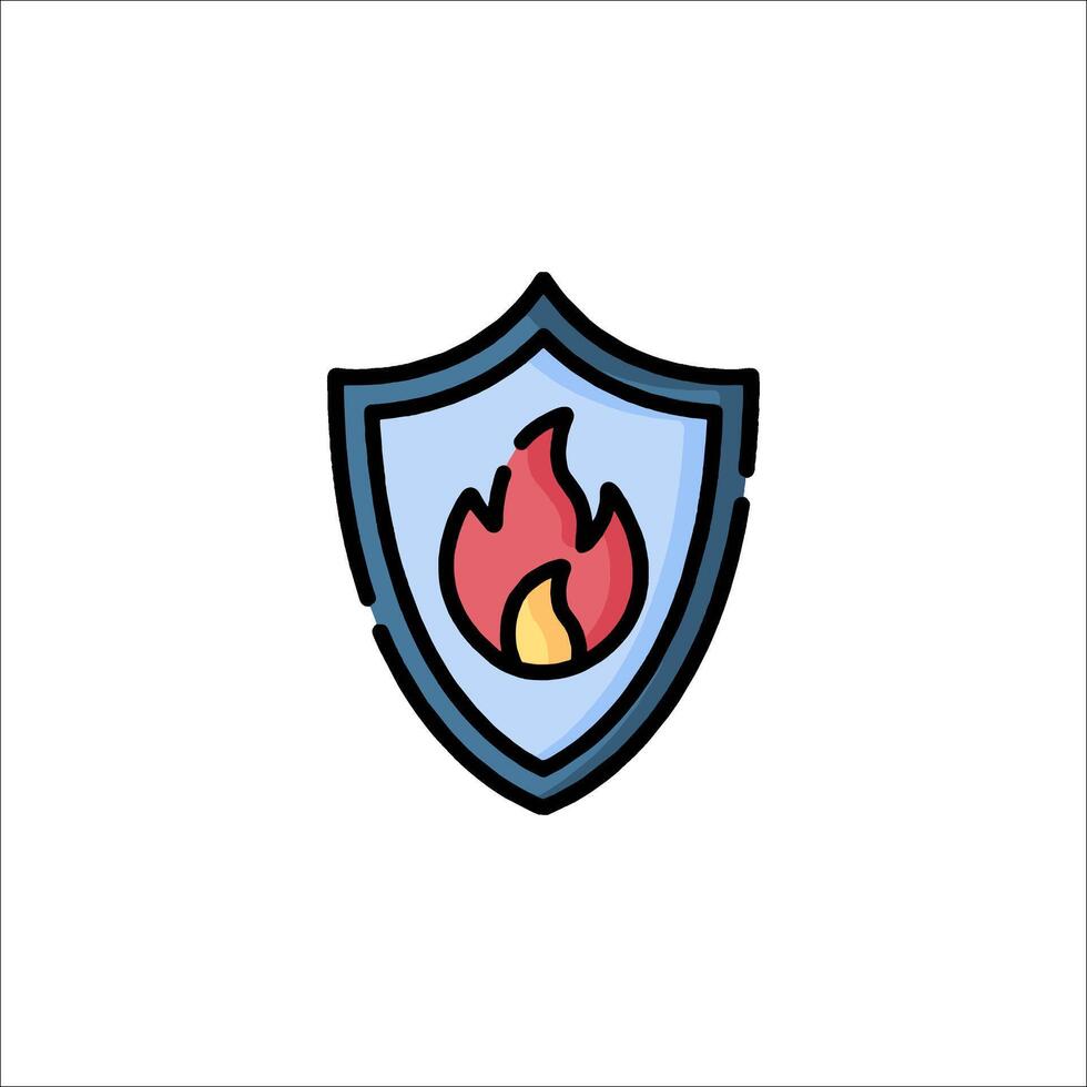 Fire and shield icon illustration vector