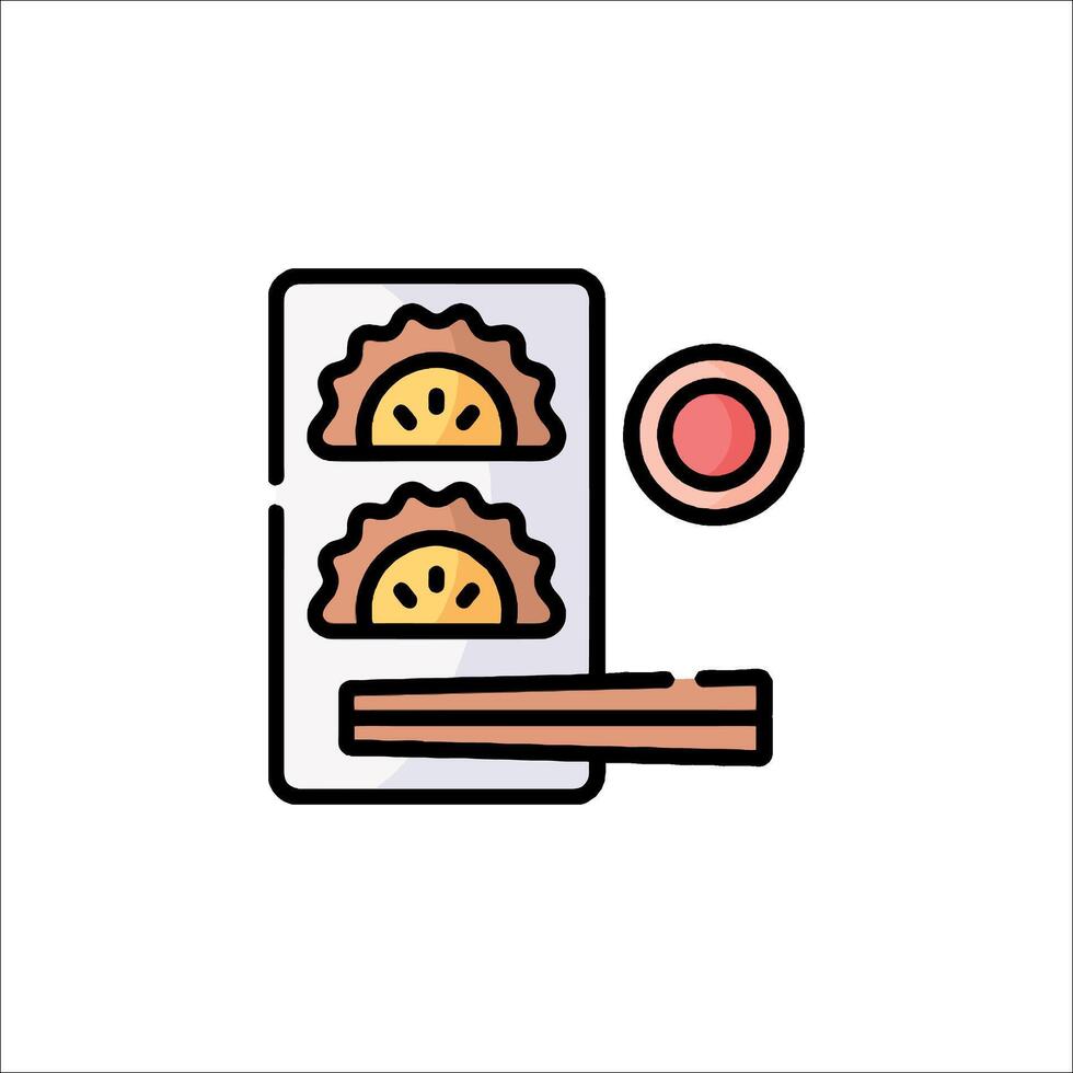 A food icon with chopsticks and a plate vector
