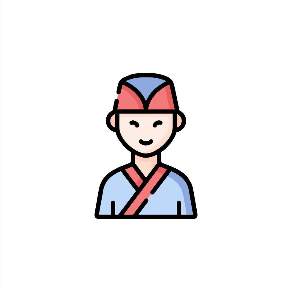 A man in a red hat with a blue scarf vector