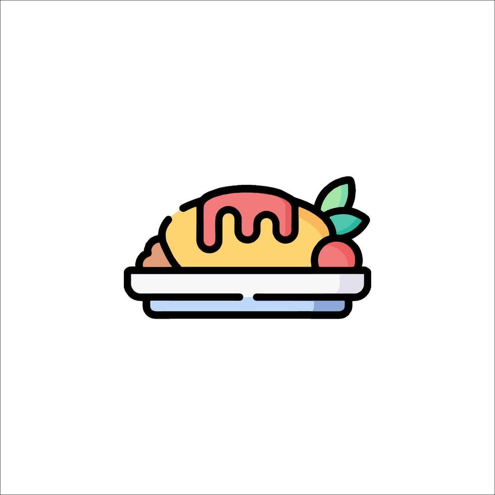 A dessert icon with a slice of pie on top vector
