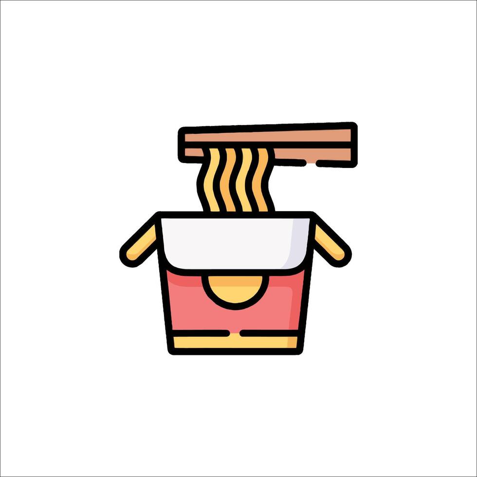 A cartoon of noodles in a bowl with chopsticks vector