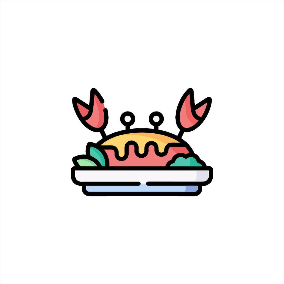 A crab on a plate icon vector