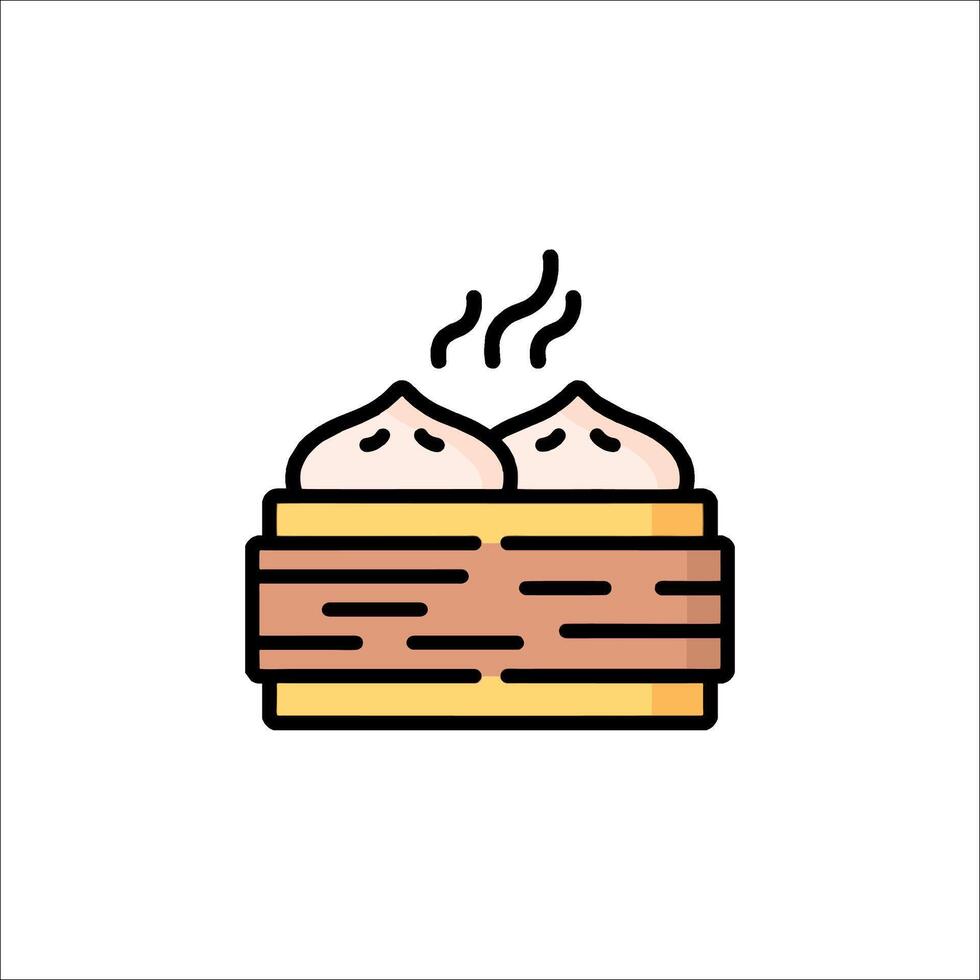Chinese dumpling icon illustration vector