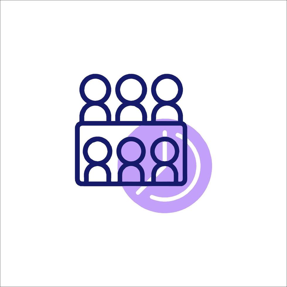 A purple icon of people in a room vector