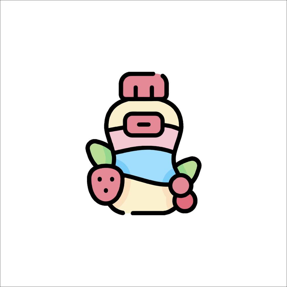 A cartoon bottle with a pink and blue lid vector