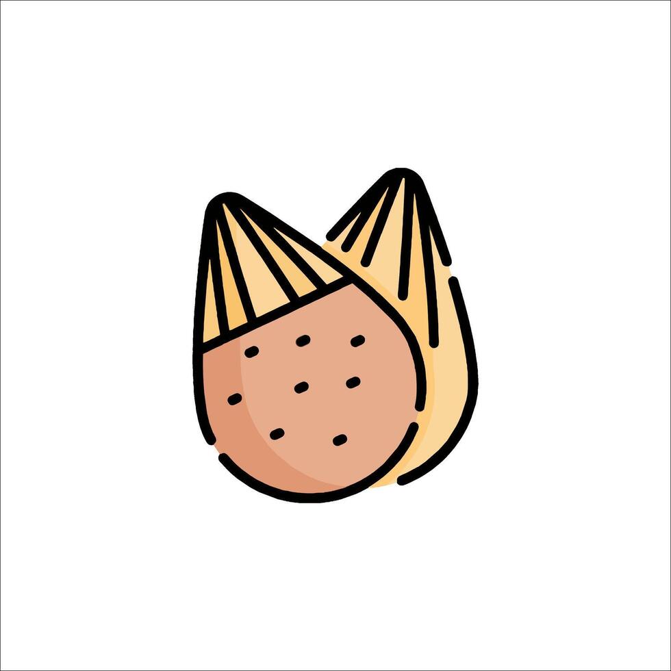 A drawing of a nut with a shell on it vector