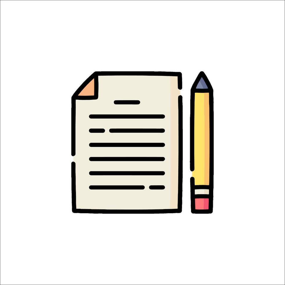 A pencil and paper icon on a white background vector