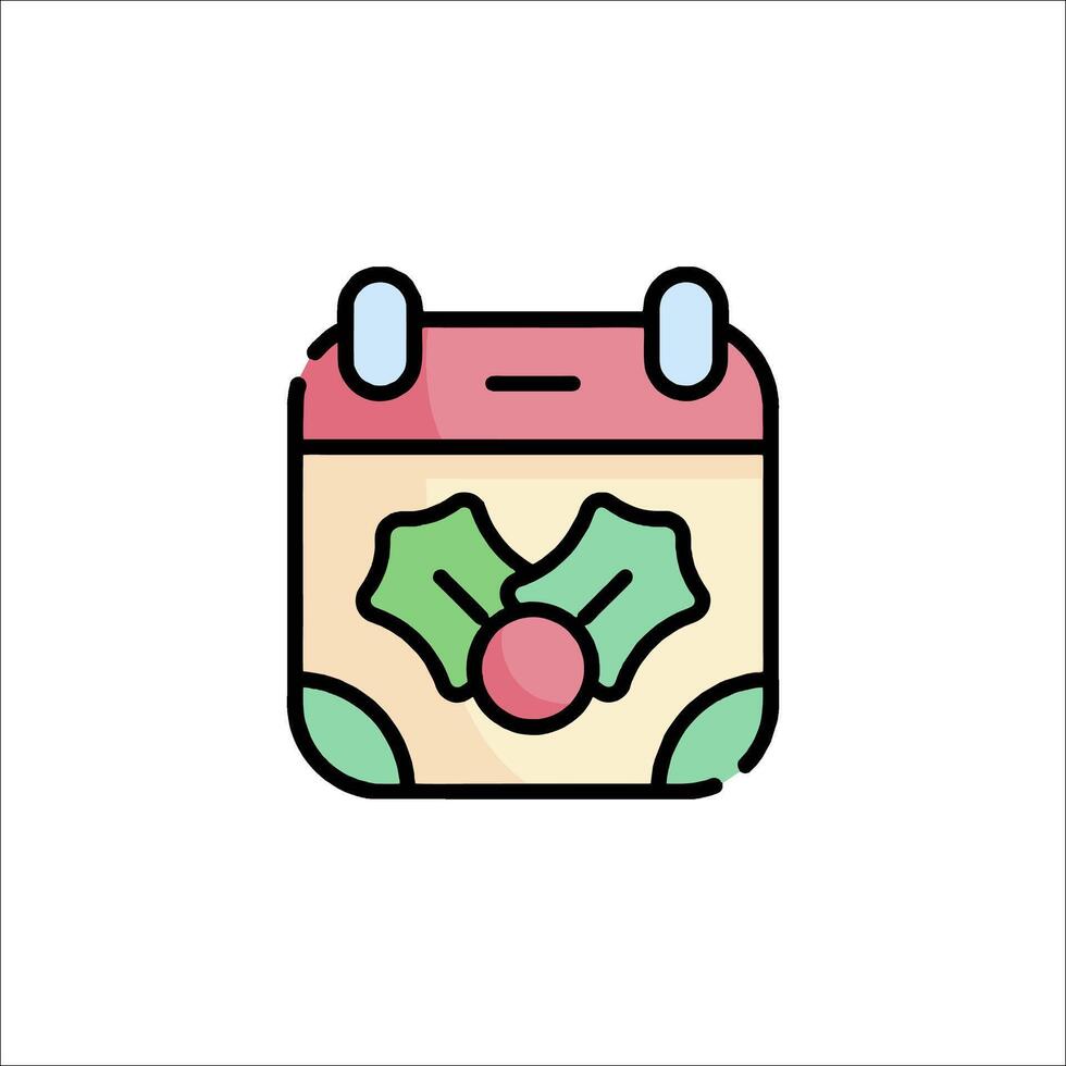 A calendar with a holly leaf on it vector