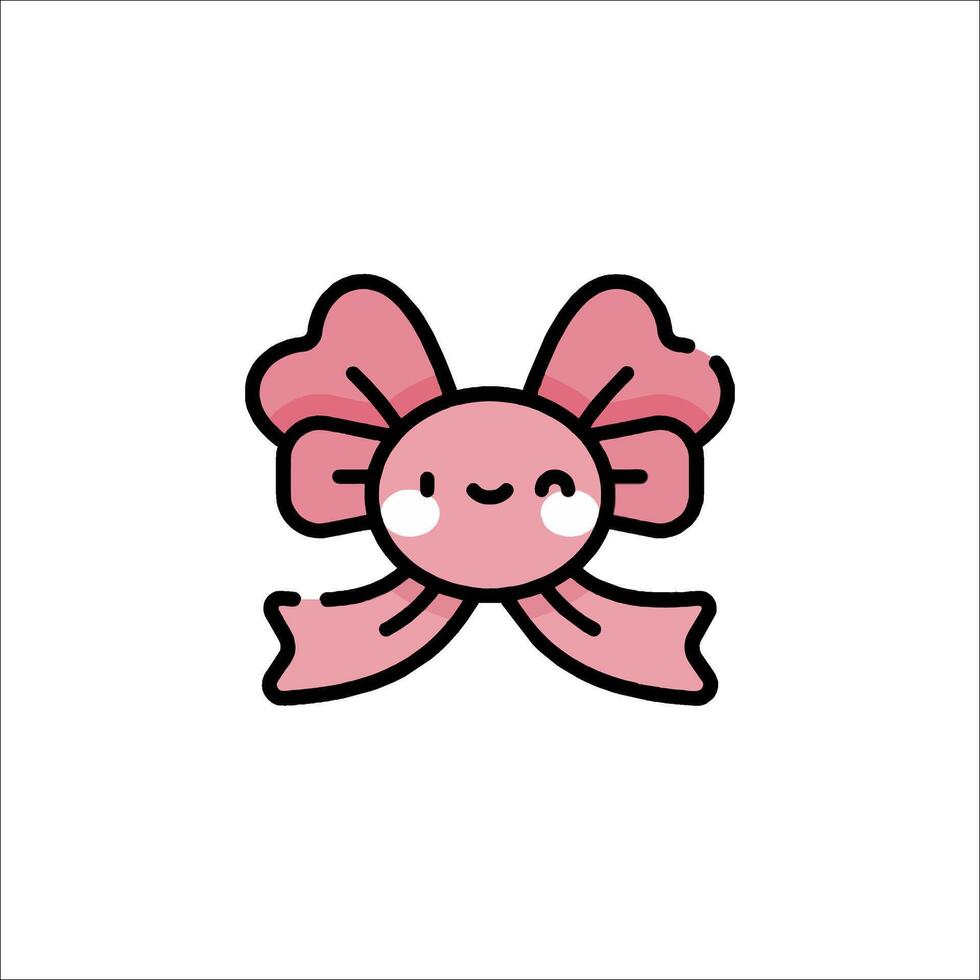 A cute pink bow with a smile on it vector