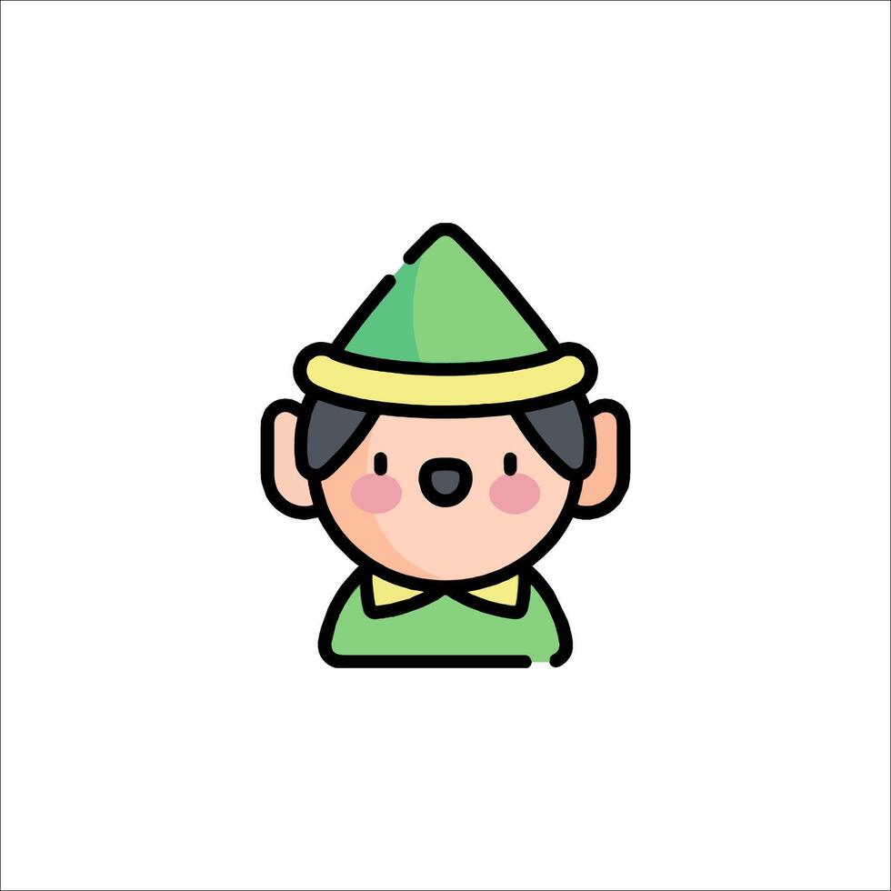 A cartoon elf with a green hat vector