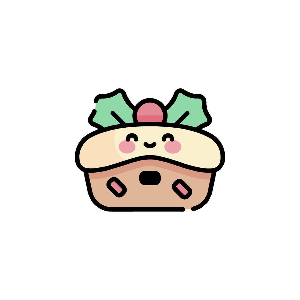 A cute little cake with a holly leaf on it vector