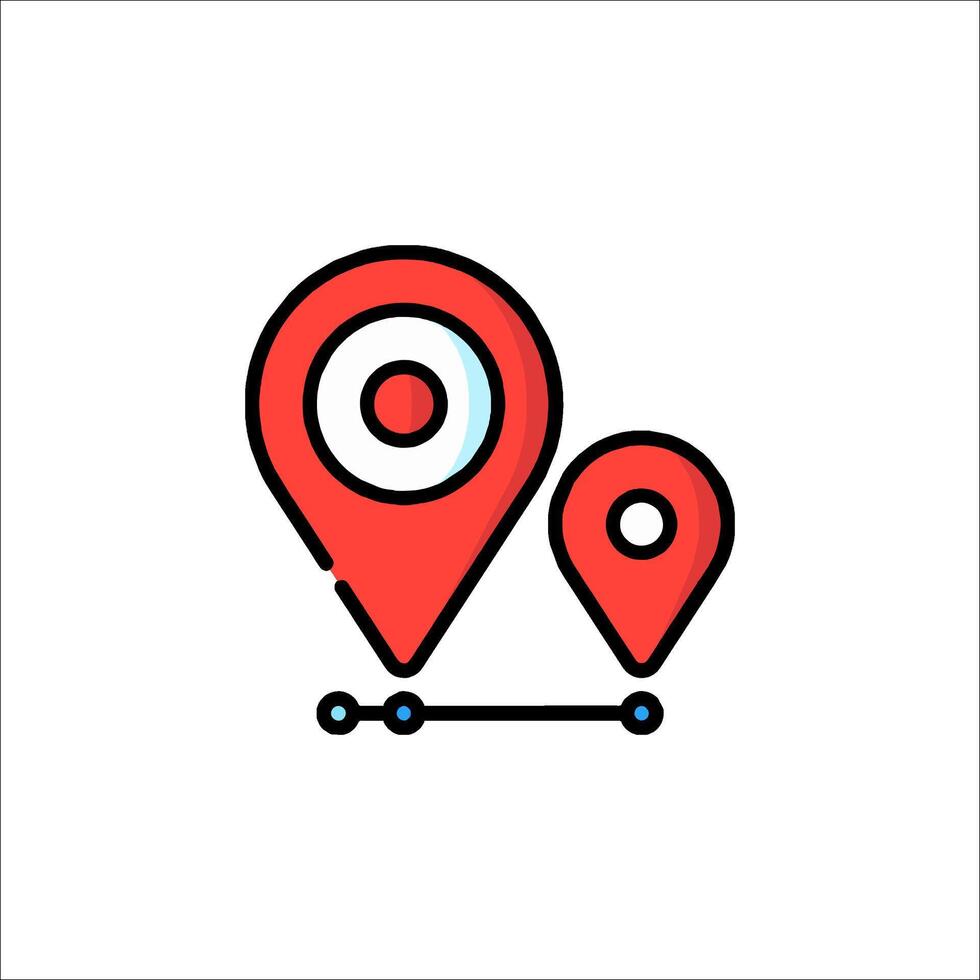 A location marker icon with two dots vector