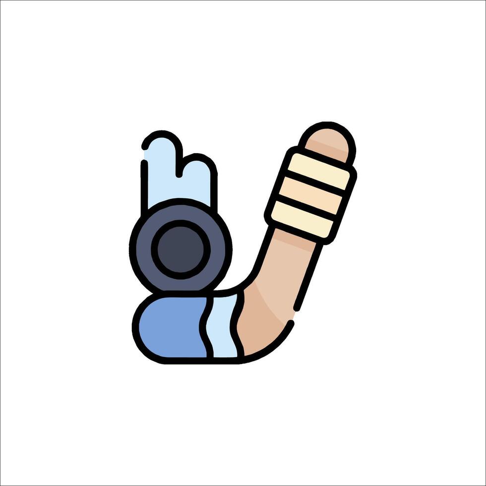 A cartoon hand holding a hockey stick vector