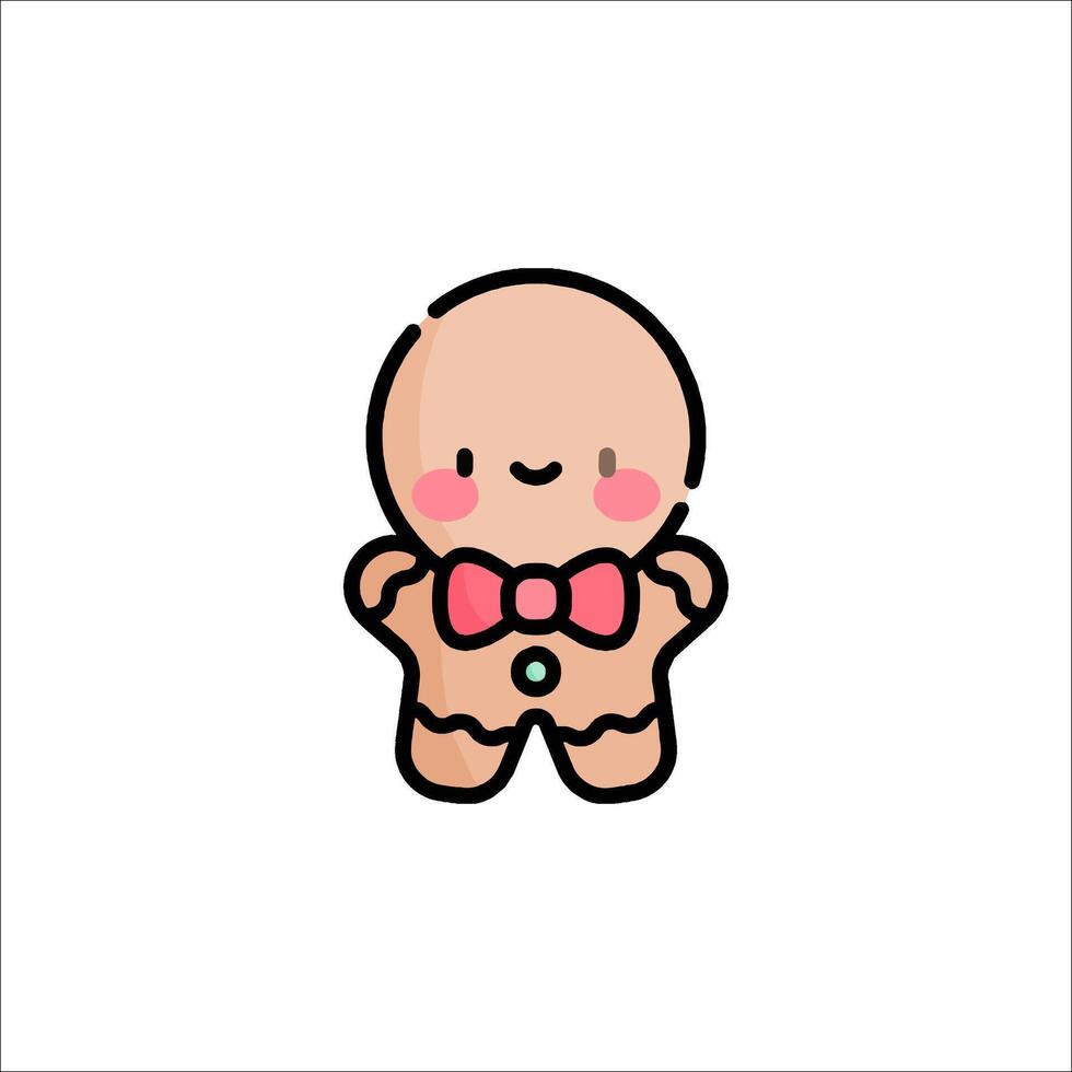 A cute gingerbread man with a bow tie vector