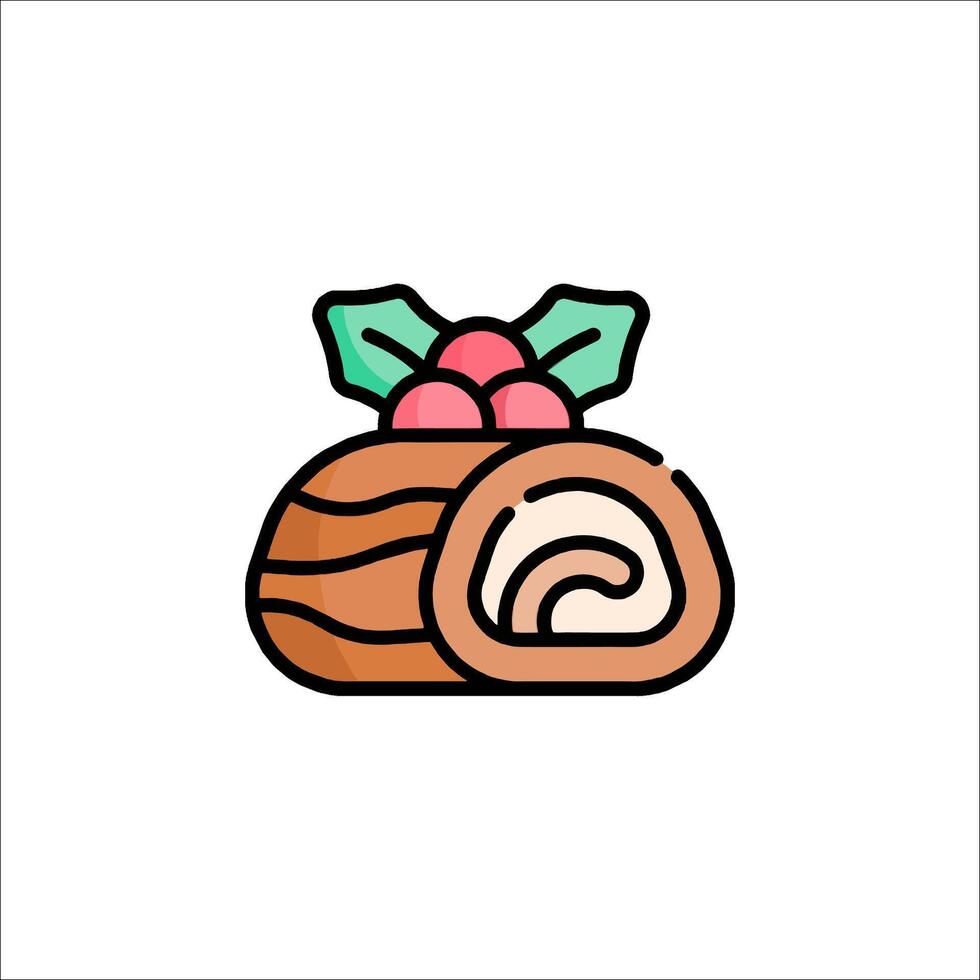 A roll of pastry with a holly leaf on top vector