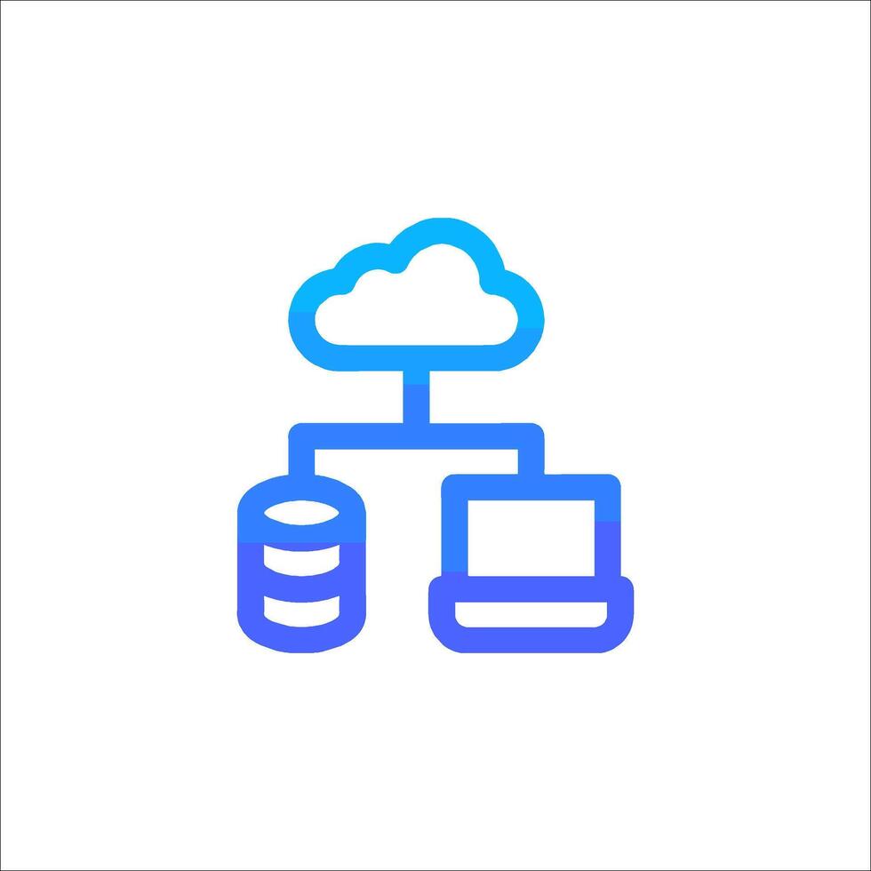 A cloud icon with a laptop and a server vector