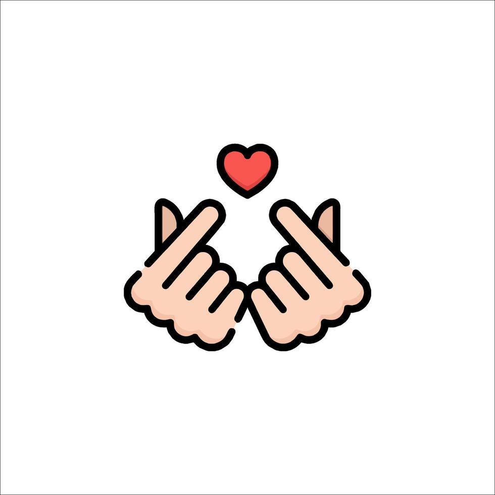 Two hands with a heart in the middle, with a red heart in the middle vector